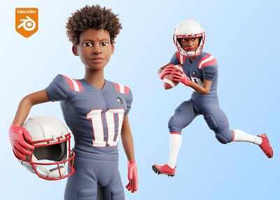 NFL Sport Player - Cartoon 3D model 3d america american atlhete blender cartoon football helmet illustration illustrations nfl player render resources sport stylized superbowl usa