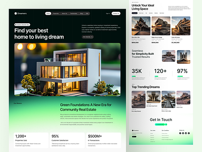 Real Estate Landing Page clean darkmode figma fintech fintech landing page gradient home housing landingpage luxurydesign minimalist modernui property proptech startup statistic uidesign uiux uiux designer webdesign website design