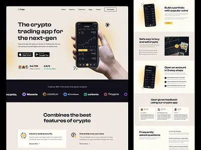 Crypto App Landing Page app landing colorful design crypto landingpage design figma homepage landing page design minimal modern design ui uiux design web design website
