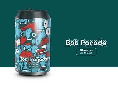 Bot parade. Beer label to Evoqe brewing (Italy) beer branding cartoon character colors design doodle evoqe illustration italian