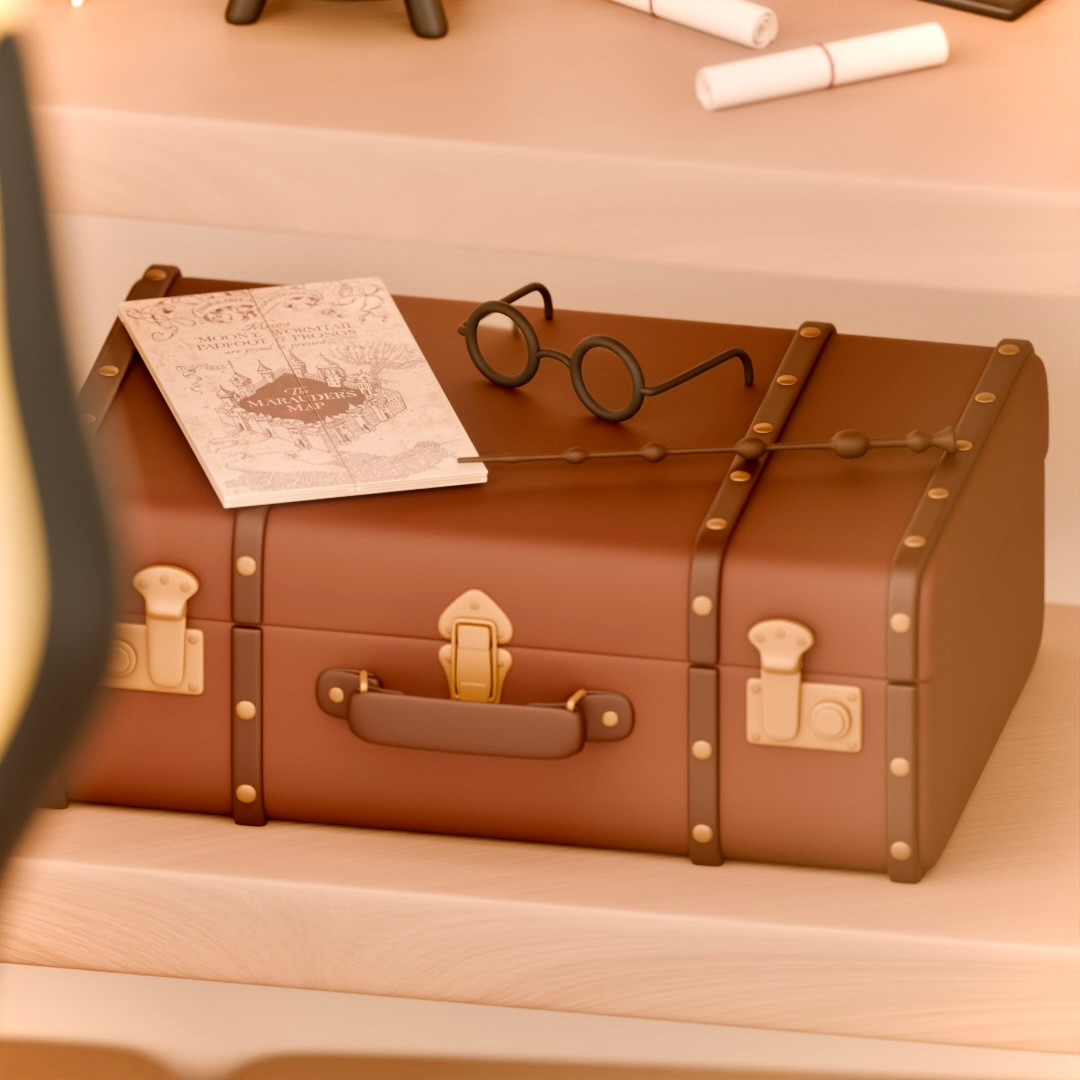 3D Cozy Harry Potter Fan Room ⚡️🦉💛 3d 3dart 3dartist 3dmodel 3dmodeler 3dmodels blender cute3d cuteart fanart glasses harrypotter hogwarts illustration magic map room suitcase wand