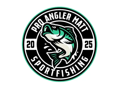 Fish Mascot Logo Badge | PRO ANGLER MATT angler branding design esport fish fish logo fishing fishing logo graphic design green fish illustration logo mascot sportfishing sports sports logo