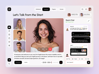 Web Design — Language Learning Platform UI chat clean ui desktop app edtech education figma learning platform minimal ui online learning product design student app ui design ux design video call web app web design web platform website design