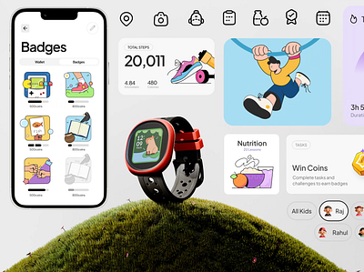 Noise Junior Branding app branding digital native kids illustration lifestyle motion graphics pacakaging parent product design smart watch