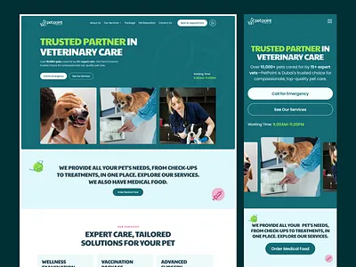 Veterinary Clinic Website Design, Pet Care UI branding clean layout clinic website healthcare website landing page medical website modern website pet care product design responsive design service website ui design ux design veterinary ui web design web ui website design