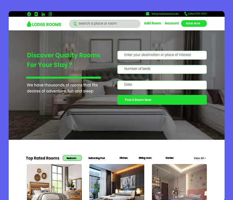 Lodge Rooms - Hotel Rooms Booking Website Design by Titus Kiptanui on ...