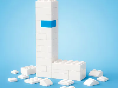 3D Lego Letter L – Minimal White + Blue Accent 3d lettering 3d typography adobe alphabet creative type design inspiration digital art lego letter design minimalism nano banana