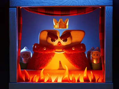 Letter K — 3D Alphabet Series 3d 3d crown 3d fire 3d illustration 3d king alphabet cute character dramatic lighting illustration motion graphics puppet puppet theatre visualseries