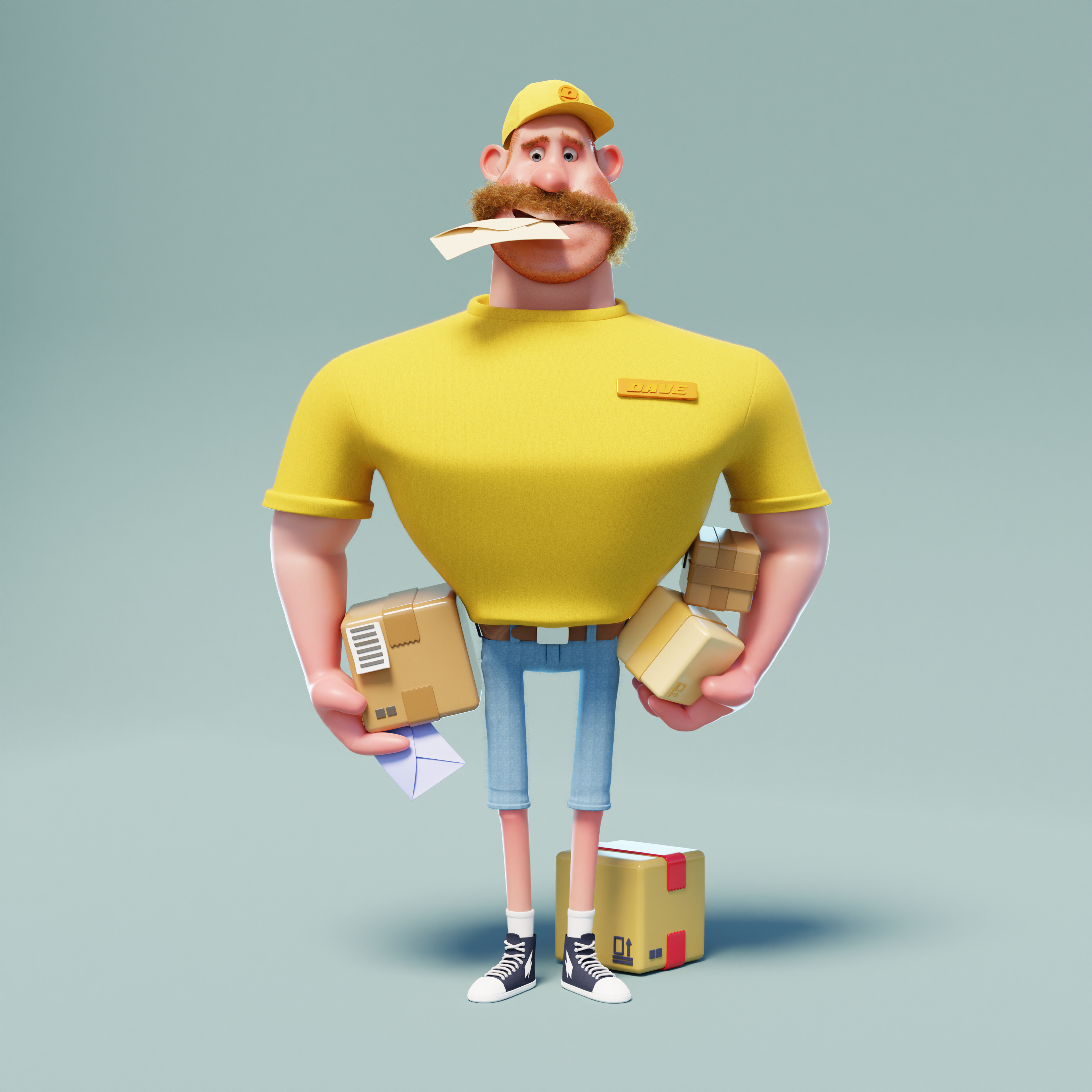 The package has finally arrived!!! 3d blender branding cartoon character design delivery funny illustration logo package smile