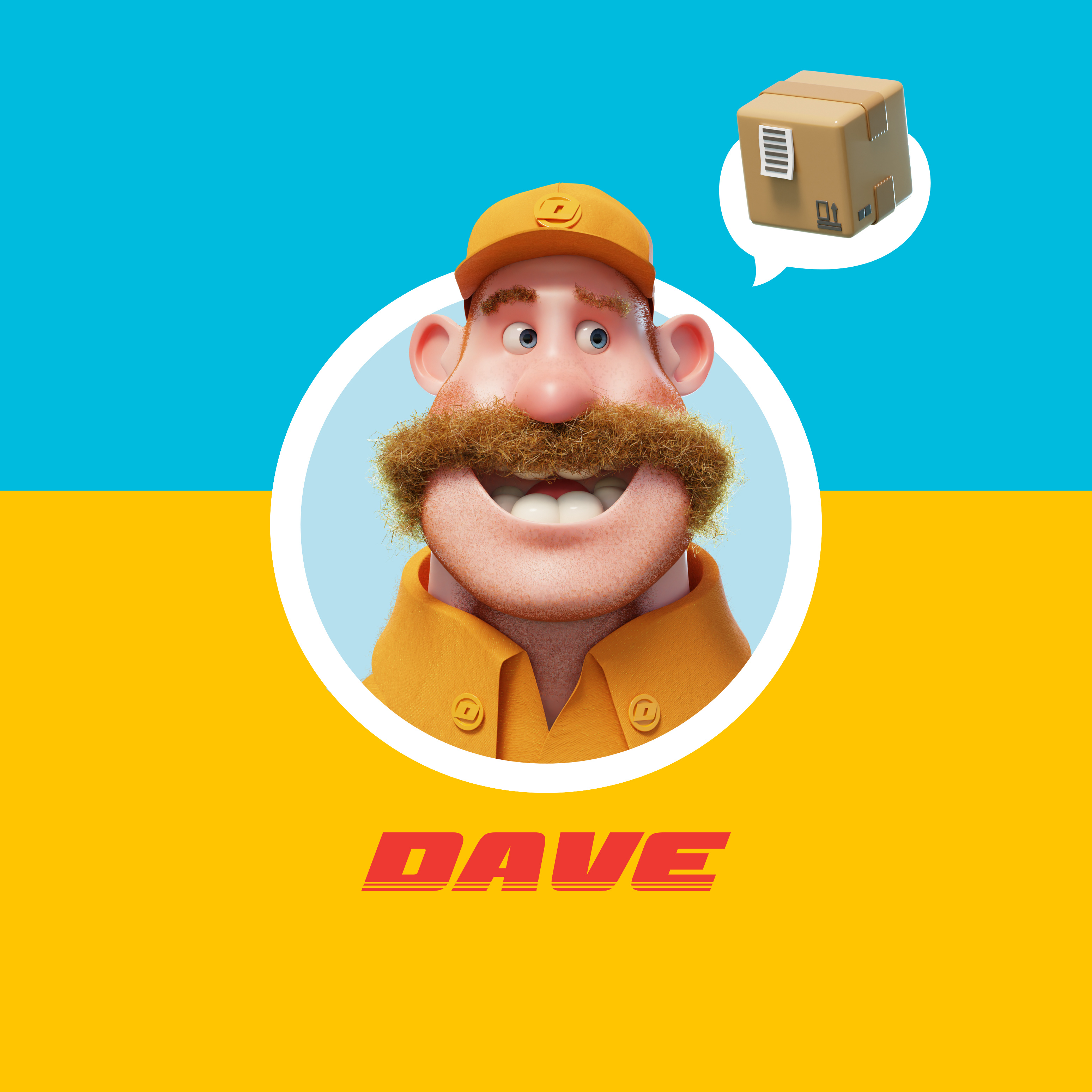 The package has finally arrived!!! 3d blender branding cartoon character design delivery funny illustration logo package smile