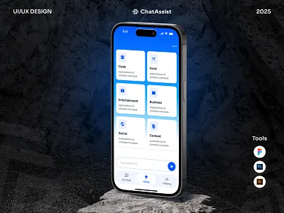 ChatAssist – AI Chatbot Mobile App UI/UX Design 2026 ai chatbot app ai mobile app app design app mockup dribbble best shot figma graphic design high fidelity design mobile app design mockup design trendy design ui ux uiux design user experience design user interface design ux design wireframe design