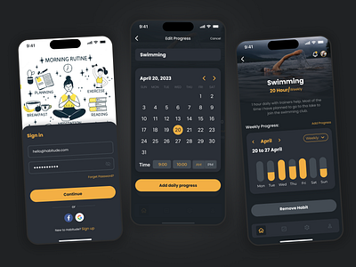 Wellness App: Habit Tracker body fitness fitness and wellness gym habit habit tracker healthcare mobil eui mobile app mobile design motion graphics nutrition sports tracking app ued ui uiux wellness workout