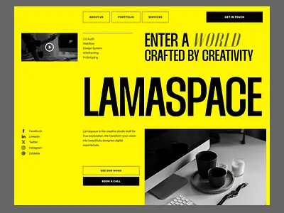 Agency Portfolio Webiste Hero Section — UI Exploration agency bold business agency creative agency design agency digital agency digital marketing agency header section hero section landing page minimal modern ui personal portfolio portfolio startup agency ui ux vibrant web design website