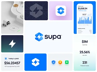 Supa Branding automation bank brand branding crypto currency dao defi design finance logo modern money s simple supa super vault