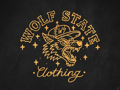 Wolf State Clothing Hand Drawn Design badge branding design graphic design hand drawn identity illustration logo logo design mascot t shirt design typography ui wolf
