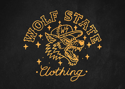 Wolf State Clothing Hand Drawn Design badge branding design graphic design hand drawn identity illustration logo logo design mascot t shirt design typography ui wolf