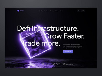 Stability - DeFi UX UI Design | Web 3 | Cryptocurrency 3d illustration crypto currency daap dark defi dex exchange fintech interface neon product design protocol saas startup tech ui ux web app website