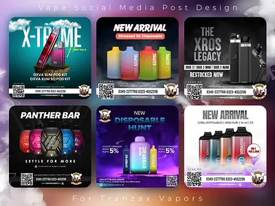 Vape Social Media Campaign Design for Tranzax Vapors cyberavanza digital marketing design disposable vape design e cigarette promotions facebook vape posts instagram vape posts pod kit promotion product advertising design product launch graphics tranzax vapors vape brand graphics vape branding vape creative design vape design vape marketing posts vape social media campaign