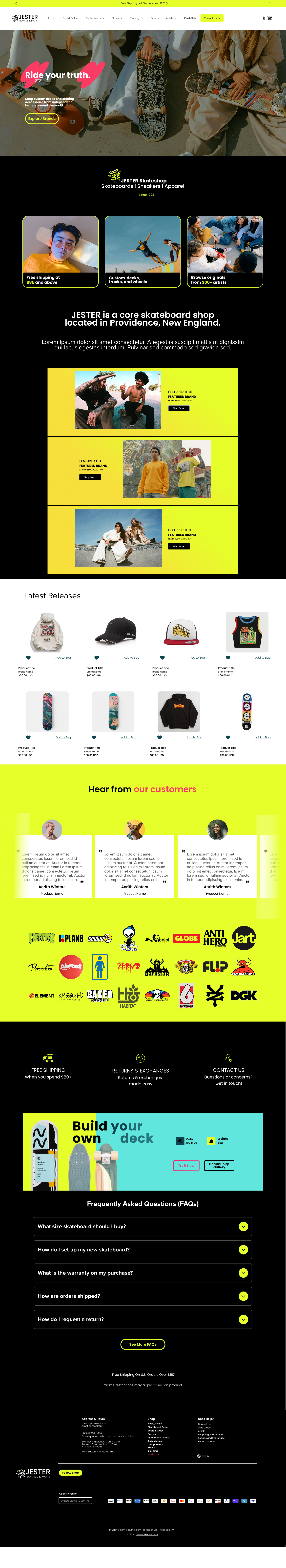 Skateshop Concept - UI branding homepage ui ux web design website