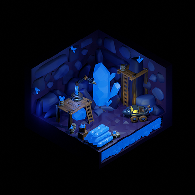 Mining crystall 3d bledner fantasy low poly