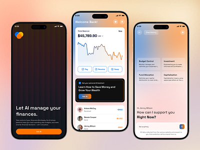 FInance AI Mobile App Concept ai ai finance app app design finance finance app finance mobile app financial mobile mobile app mobile app design mobile design