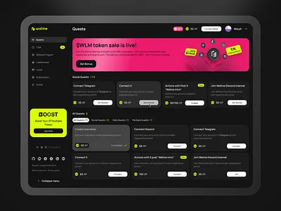 Walme Waitlist Website liderboard quest ui uiux waitlist