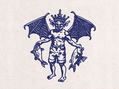 Devlish illustration design devil devlish fish illustration mythical naughty vintage wings