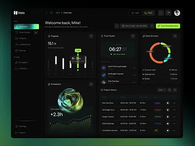 AI Task Tracker Dashboard admin panel design ai dashboard ai saas business dashboard company dashboard dashboard app dashboard design dashboard interface dashboard ui management system productivity dashboard productivity tool task management ui task manager task manager app task manager design task tracker team management time tracker work management