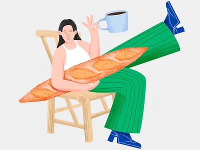 bread coffee and tea bread coffee chinese tea illustration