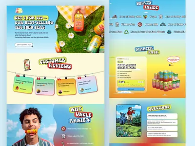 Ecommerce Drinks Website – Modern UI/UX Design beverage bright colors colors conversion design design drinks ecommerce ecommerce design figma home page illustration landing landing page playful design product page ui uiux vibrant design webdesign website