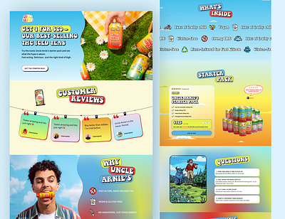 Ecommerce Drinks Website – Modern UI/UX Design beverage bright colors colors conversion design design drinks ecommerce ecommerce design figma home page illustration landing landing page playful design product page ui uiux vibrant design webdesign website