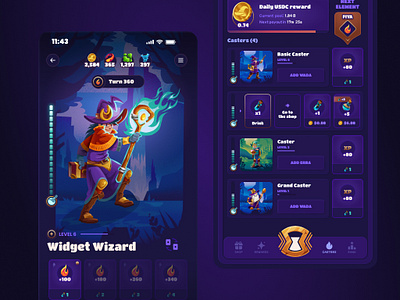LadderCaster game illustrations mobile ui wizard