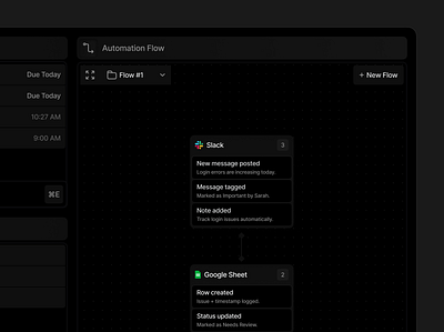 Automation Flow - Dark Theme automation black dark theme dark ui dashboard flow saas settings ui web app