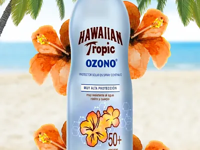 HAWAIIAN TROPIC DISEÑO PUBLICITARIO I PROYECTO PERSONAL advertising beach branding design graphic design photoshop poster product product design product manipulation sun