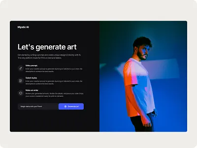 Onboarding AI Generation aiartgenerator aiartprompt aiartui aiindesign artcreationui artcustomization artgenerationprocess artstyleselection creativedesignsui creativeworkflow customartdesign designyourart designyourvision generateartbutton interactiveartgenerator ordercustomart printdesignplatform printondemanddesigns promptbasedart