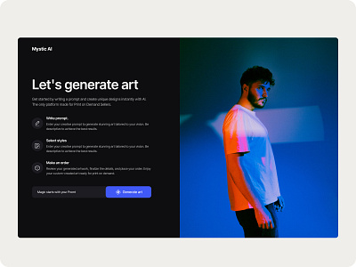 Onboarding AI Generation aiartgenerator aiartprompt aiartui aiindesign artcreationui artcustomization artgenerationprocess artstyleselection creativedesignsui creativeworkflow customartdesign designyourart designyourvision generateartbutton interactiveartgenerator ordercustomart printdesignplatform printondemanddesigns promptbasedart