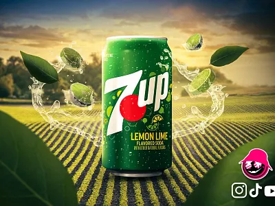DISEÑO PUBLICITARIO 7UP I I PROYECTO PERSONAL 7up advertising branding cherry design drink graphic design lemon photoshop poster product product design product manipulation