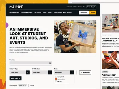 Nonprofit Website Design - Marwen art website branding charity charity website design design directory graphic design illustration non profit nonprofit nonprofit web design nonprofit website nonprofit website design student website students ui web design webdesign website website design