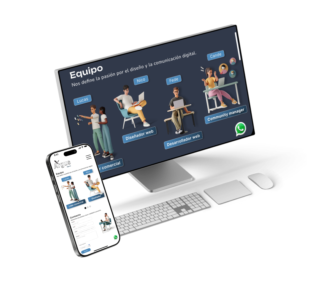 Argus - Sección Equipo / Contacto diseño web experiencia de usuario interfaz de usuario