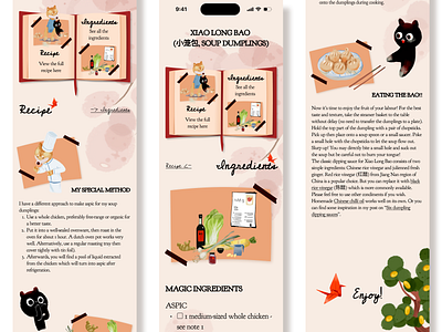 Daily UI #040 - Recipe (App) appdesign dailyui figma interactiondesign kawaii recipe uidesign uxui visualdesign