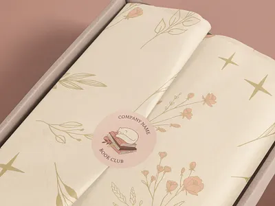 Illustrative Book Packaging Materials books cat cozy envelope seal floral illustrative mailer box packaing reading tissue paper