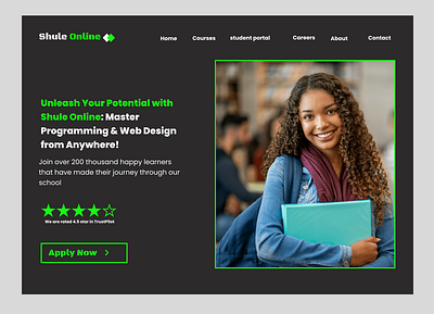 Hero Section of a School Website Landing Page dark dark gray graphic design green school uiux website