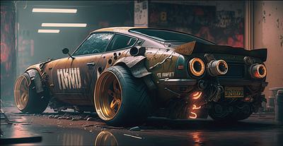 Cyberpunk Datsun 280Z design game graphic design illustration