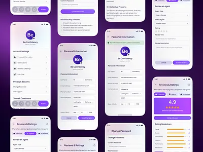 Profile & Settings | Personal Info, Privacy, Security | UIUX app interface product service startup ui ux web