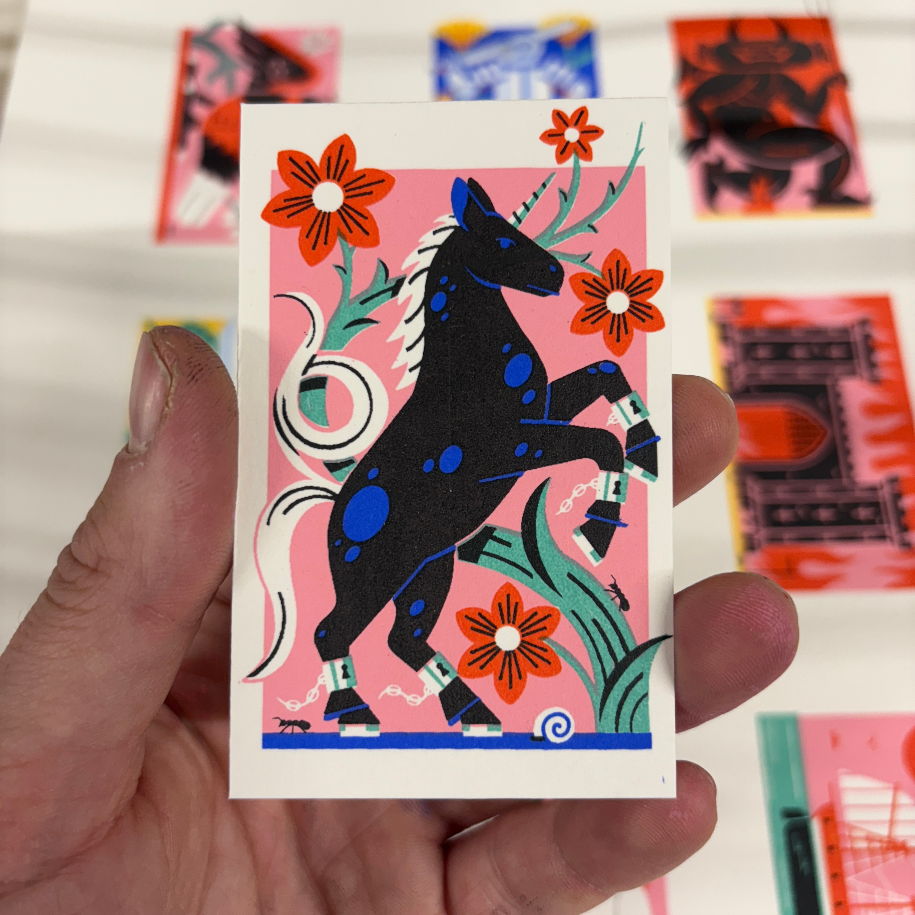 Unicorn Mini screen print colour design editorial illustration illustration print print making screen printing