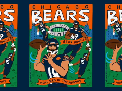 Chicago Bears Football fan art arena athlete athletes bears caleb williams chicago chicago bears city espn football illustration nfl olympics people retro sports stadium