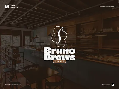 Letter "B" + Coffee bean | Bruno Brews Cafe Logo design for sale brand brand identity branding business cafe logo coffee coffee business graphic design logo vector