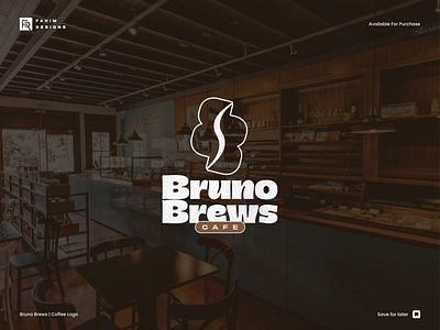 Letter "B" + Coffee bean | Bruno Brews Cafe Logo design for sale brand brand identity branding business cafe logo coffee coffee business graphic design logo vector