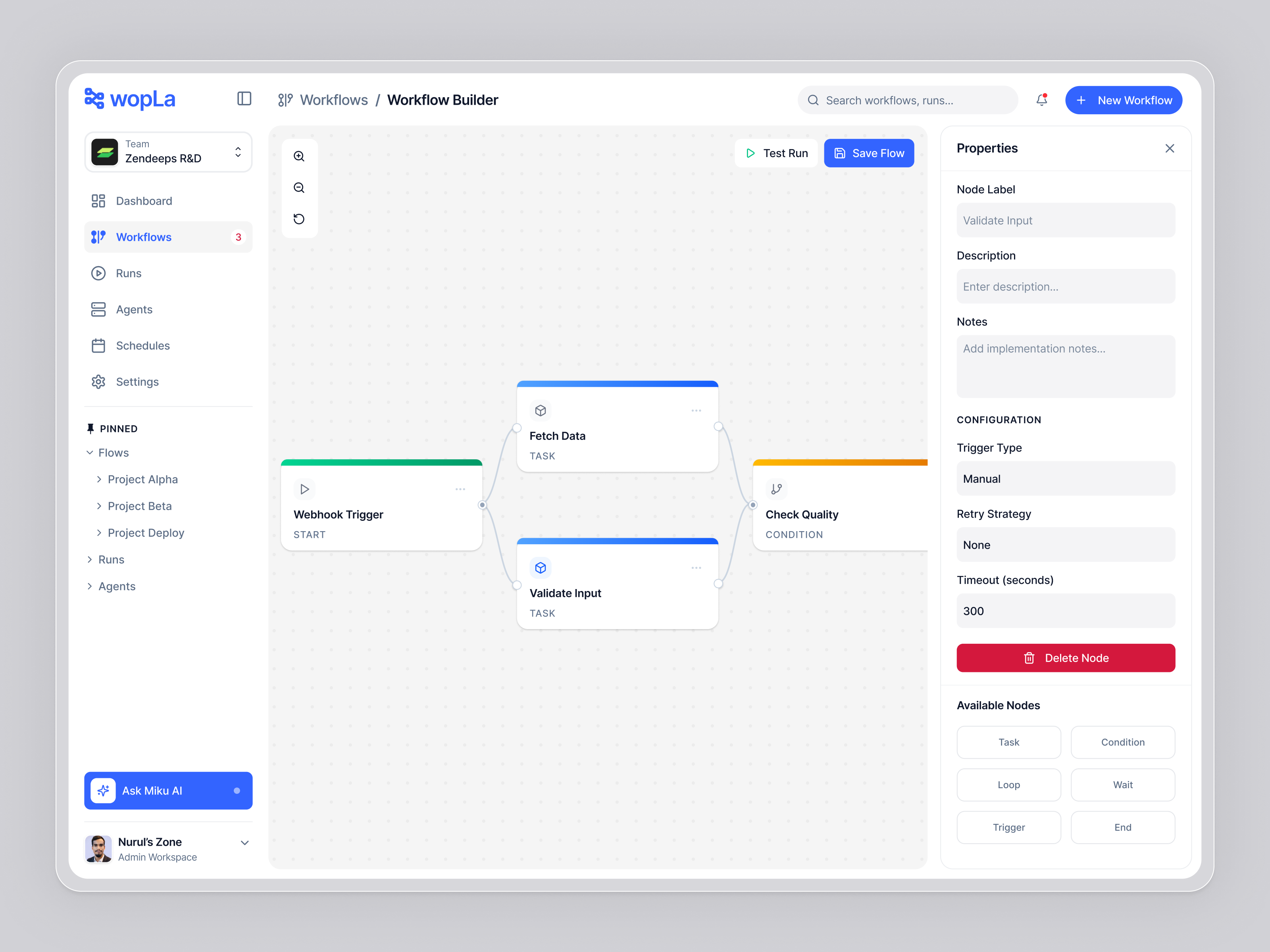 Workflow Orchestration Dashboard — Visual Flow Builder automation b2b saas clean ui dashboard data dashboard flow chart interaction design interface design modern ui node editor orchestration platform product design saas ui design ux design web app web dashboard workflow workflow automation workflow builder