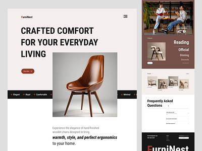 Chair Ecommerce Landing Page branding brutalism chair clean company profile e commerce furniture interior landing page product design sofa ui ux web design website